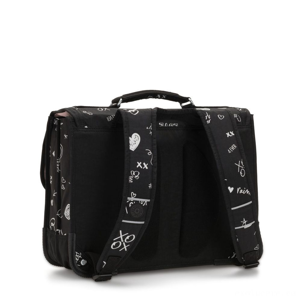 Kipling PREPPY Tool Schoolbag Including Fluro Rain Cover Gal Doodle.