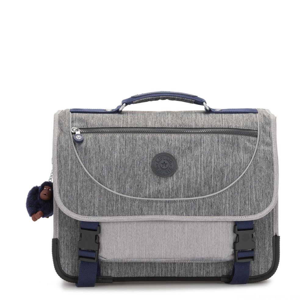 Kipling PREPPY Medium Schoolbag Including Fluro Rainfall Cover Ash Jeans Bl.