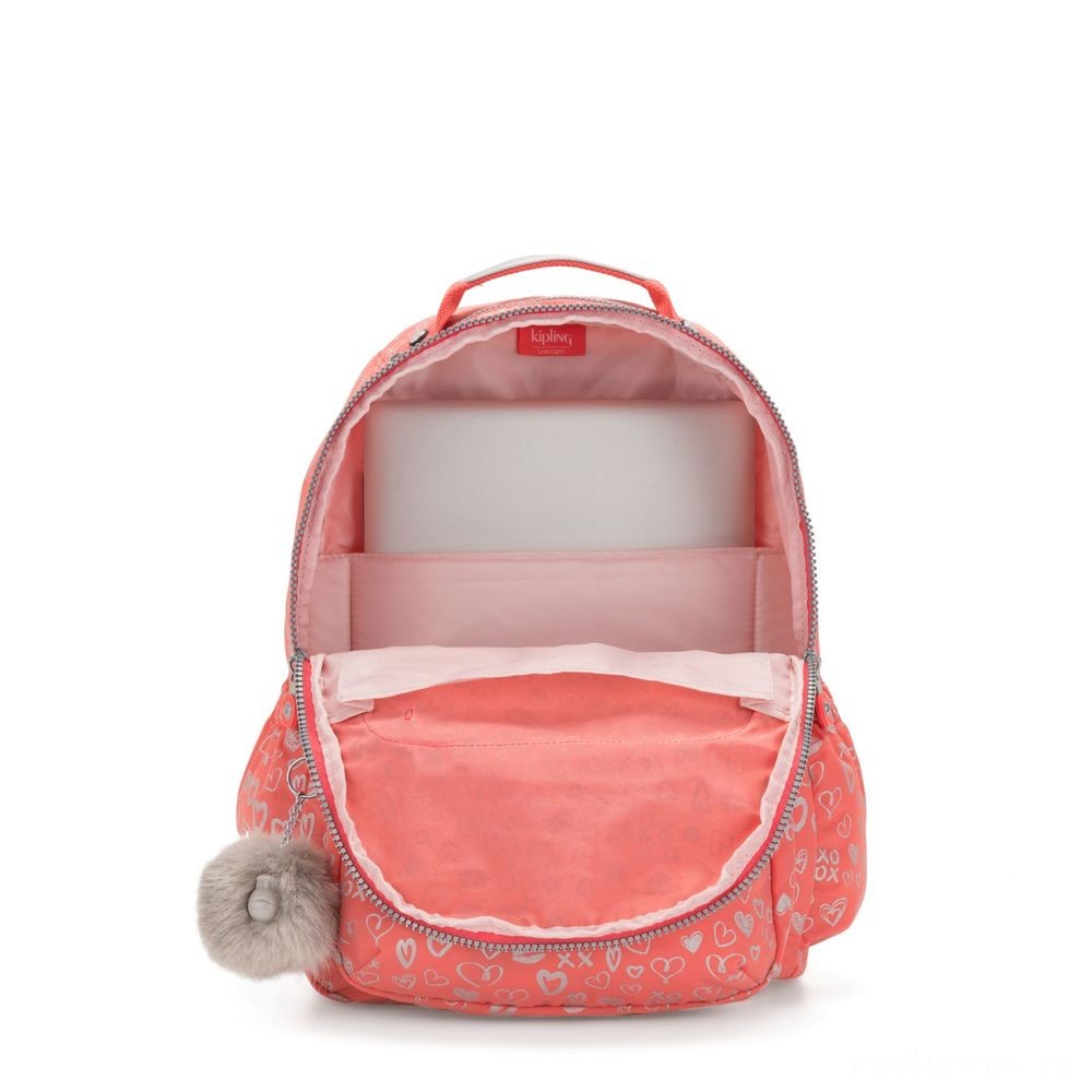 Kipling SEOUL GO Large Backpack with Laptop Computer Defense Hearty Pink Met.