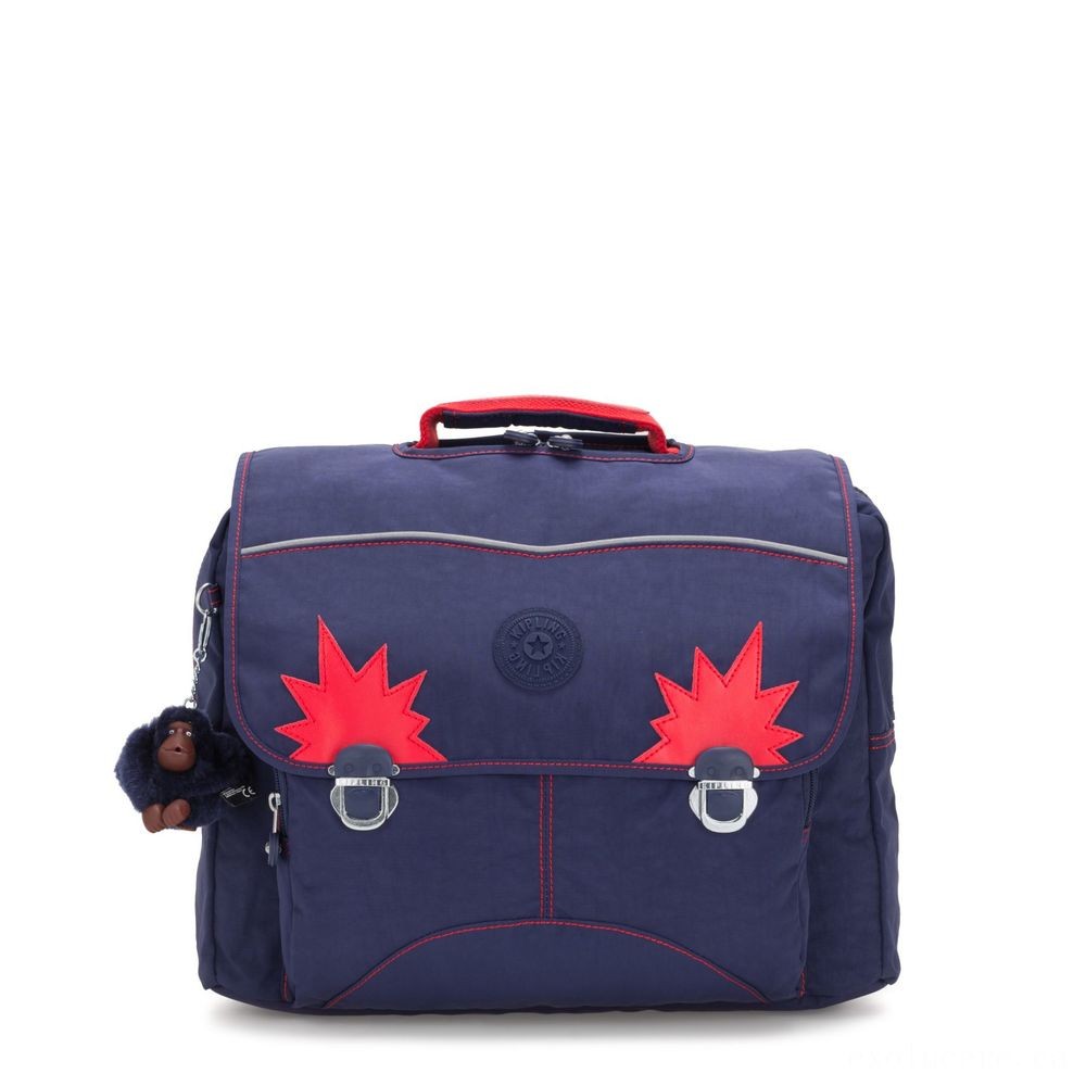 90% Off - Kipling INIKO Medium Schoolbag with Padded Shoulder Straps Polished Blue C. - Deal:£46