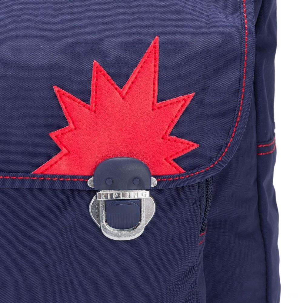 Spring Sale - Kipling INIKO Channel Schoolbag with Padded Shoulder Straps Sleek Blue C. - Reduced:£46
