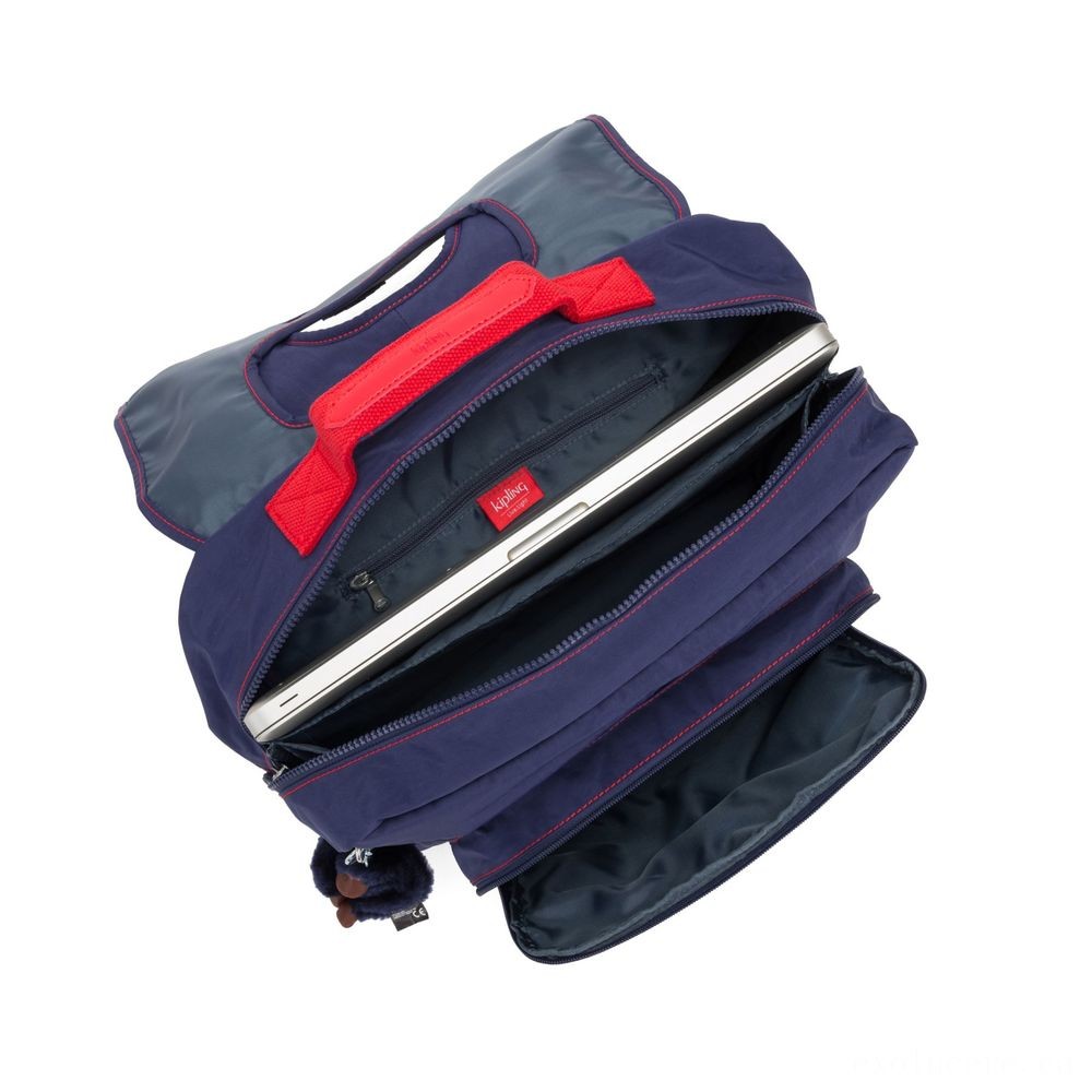 Final Sale - Kipling INIKO Channel Schoolbag along with Padded Shoulder Straps Shiny Blue C. - Weekend:£46