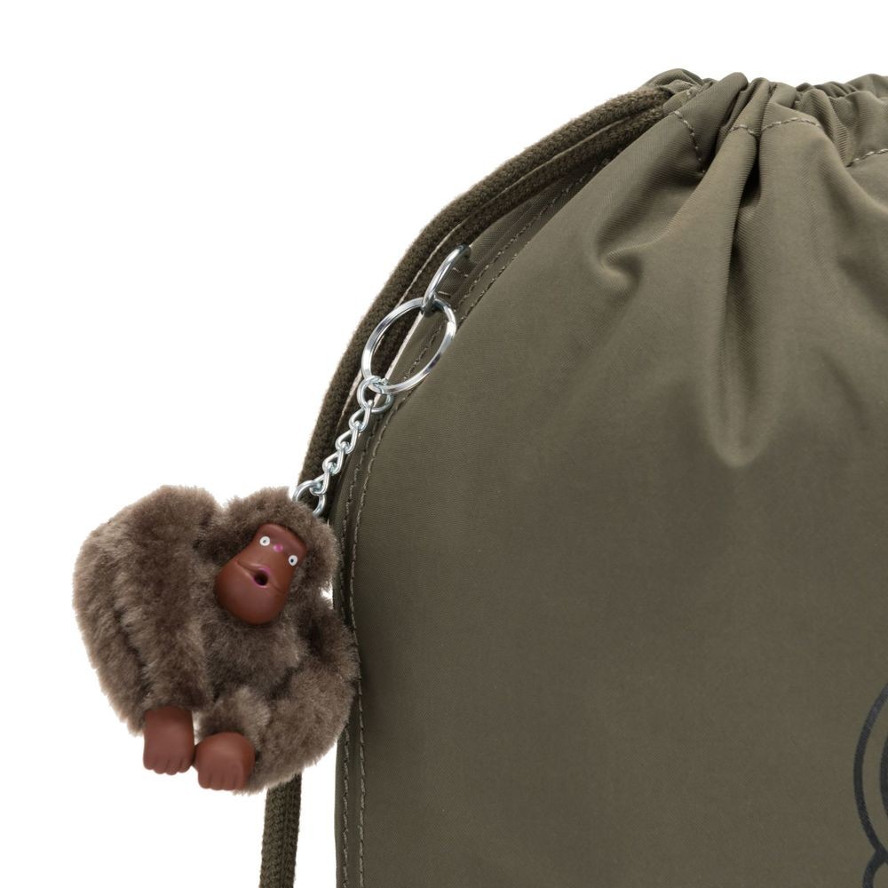Kipling SUPERTABOO lighting Foldable medium backpack with drawstring closure Garden Grey Fun.
