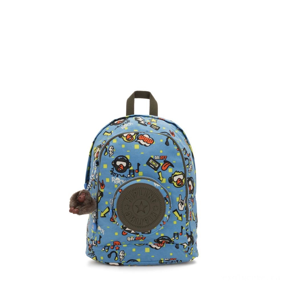 Kipling CARLOW Small little ones backpack along with round main wallet Ape Stone.