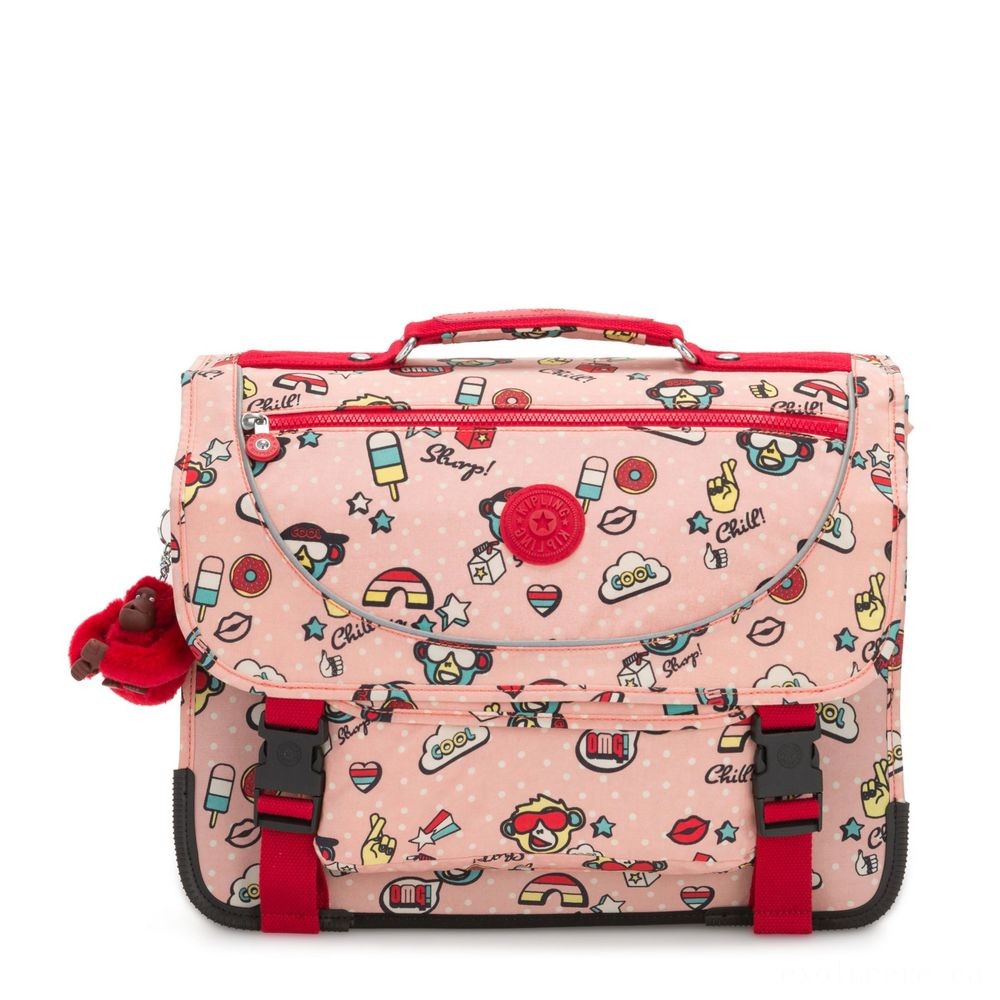 Kipling PREPPY Channel Schoolbag Featuring Fluro Storm Cover Ape Play.