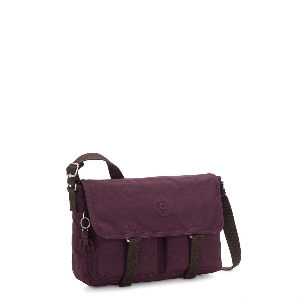 Half-Price Sale - Kipling IKIN Medium Messenger Crossbody Bag Sulky Plum - Mid-Season:£36