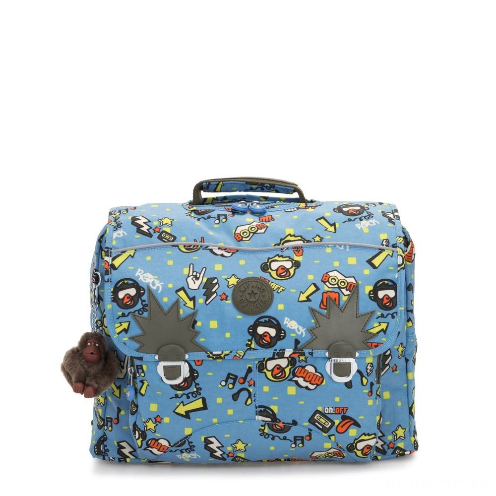 Price Drop - Kipling INIKO Channel Schoolbag with Padded Shoulder Straps Monkey Stone. - E-commerce End-of-Season Sale-A-Thon:£43