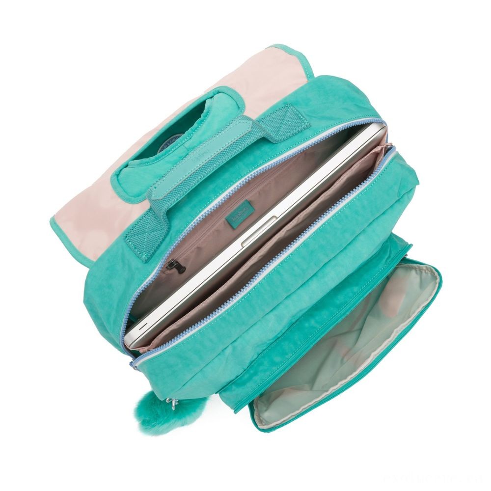 Holiday Gift Sale - Kipling INIKO Channel Schoolbag with Padded Shoulder Straps Deep Aqua C. - Give-Away:£47[jcbag6240ba]