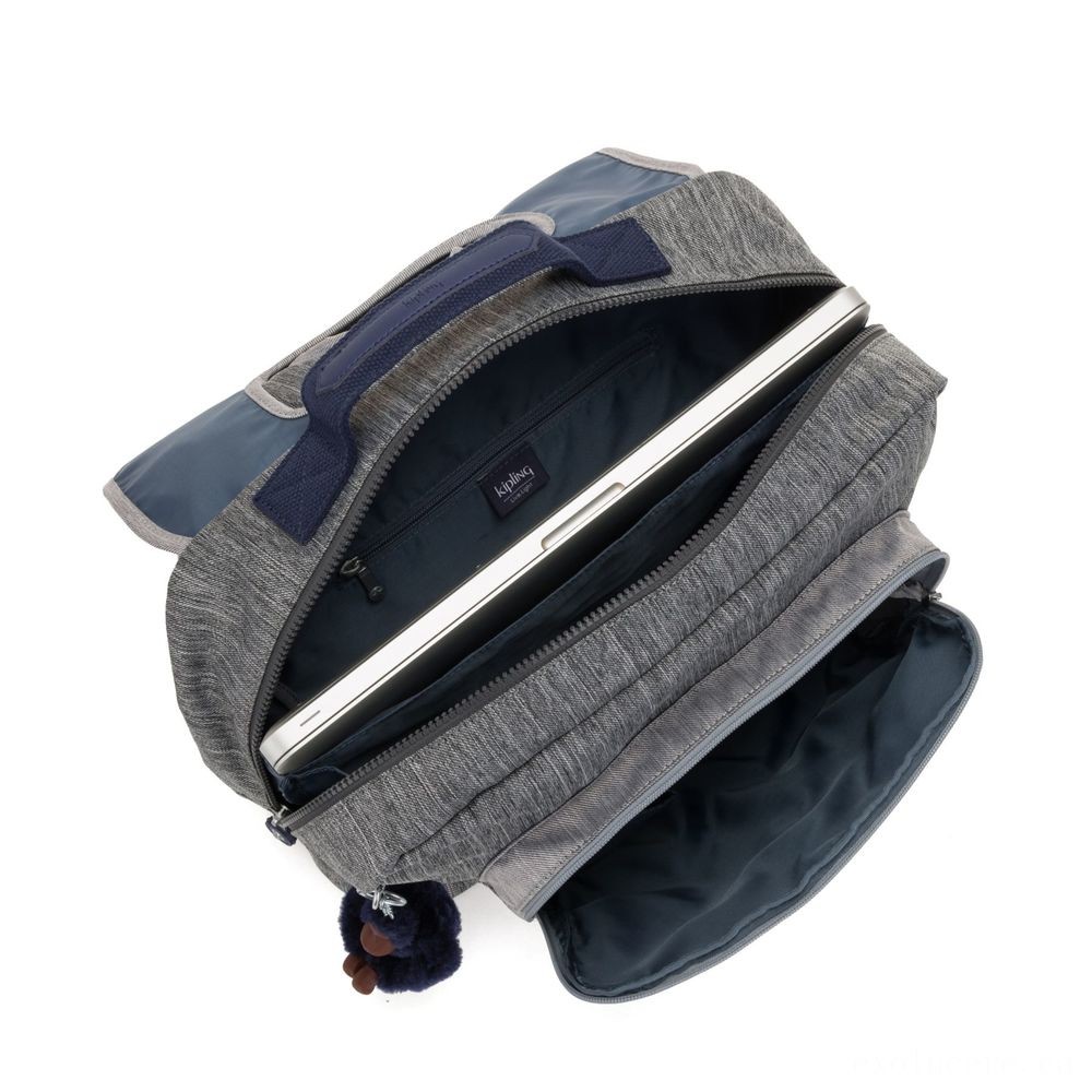 Free Shipping - Kipling INIKO Channel Schoolbag with Padded Shoulder Straps Ash Denim Bl. - Weekend:£43