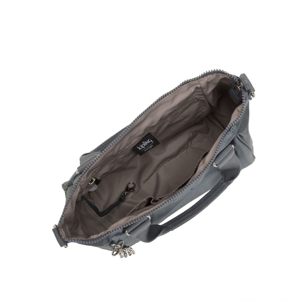 Mother's Day Sale - Kipling AMIEL Tool Handbag Steel Grey Metallic - Closeout:£28[libag6257nk]