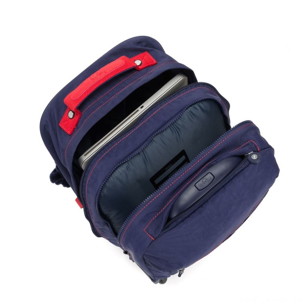 Kipling SOOBIN lighting Large wheeled backpack with laptop computer protection Refined Blue C.