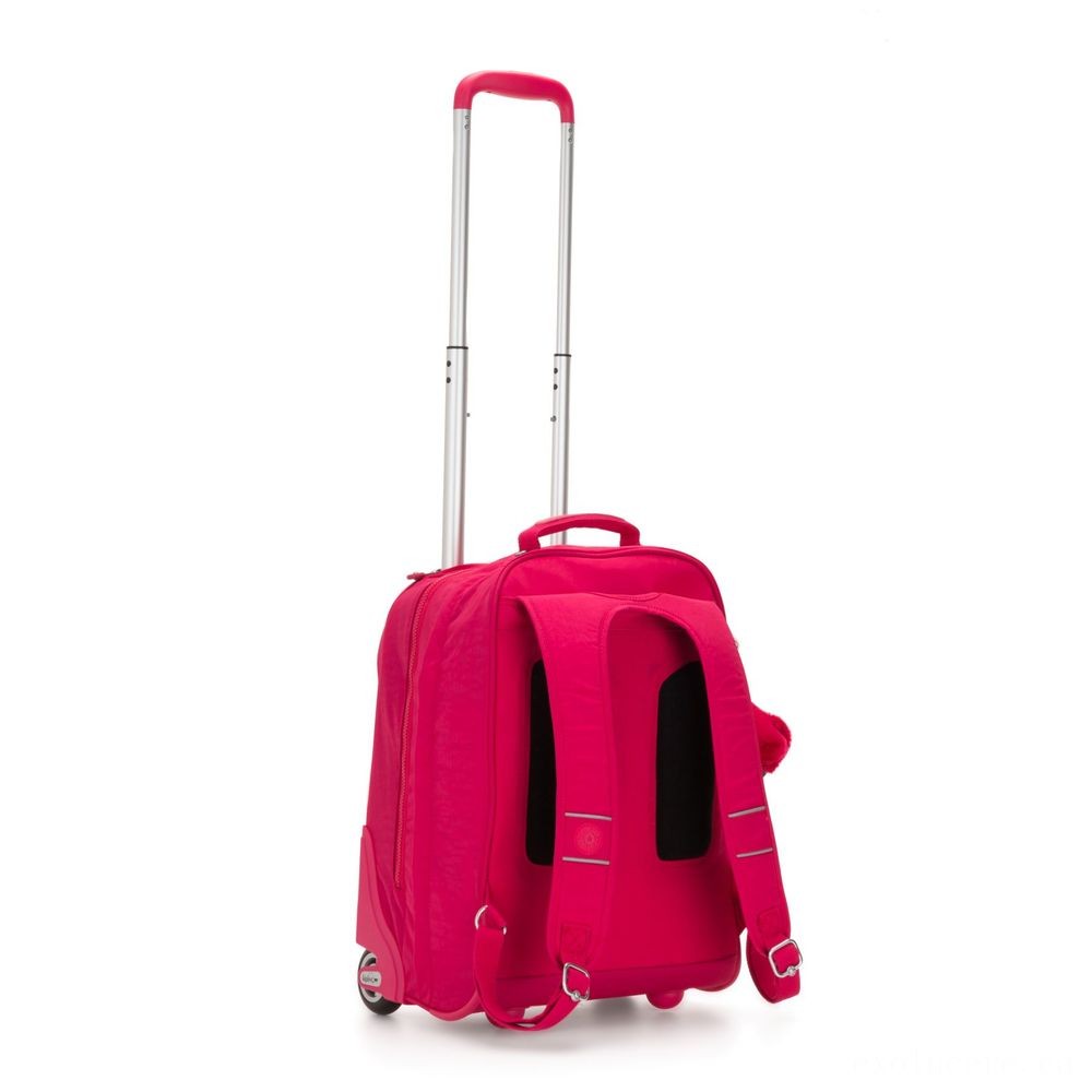 Kipling SOOBIN lighting Large wheeled backpack with notebook security Real Pink.