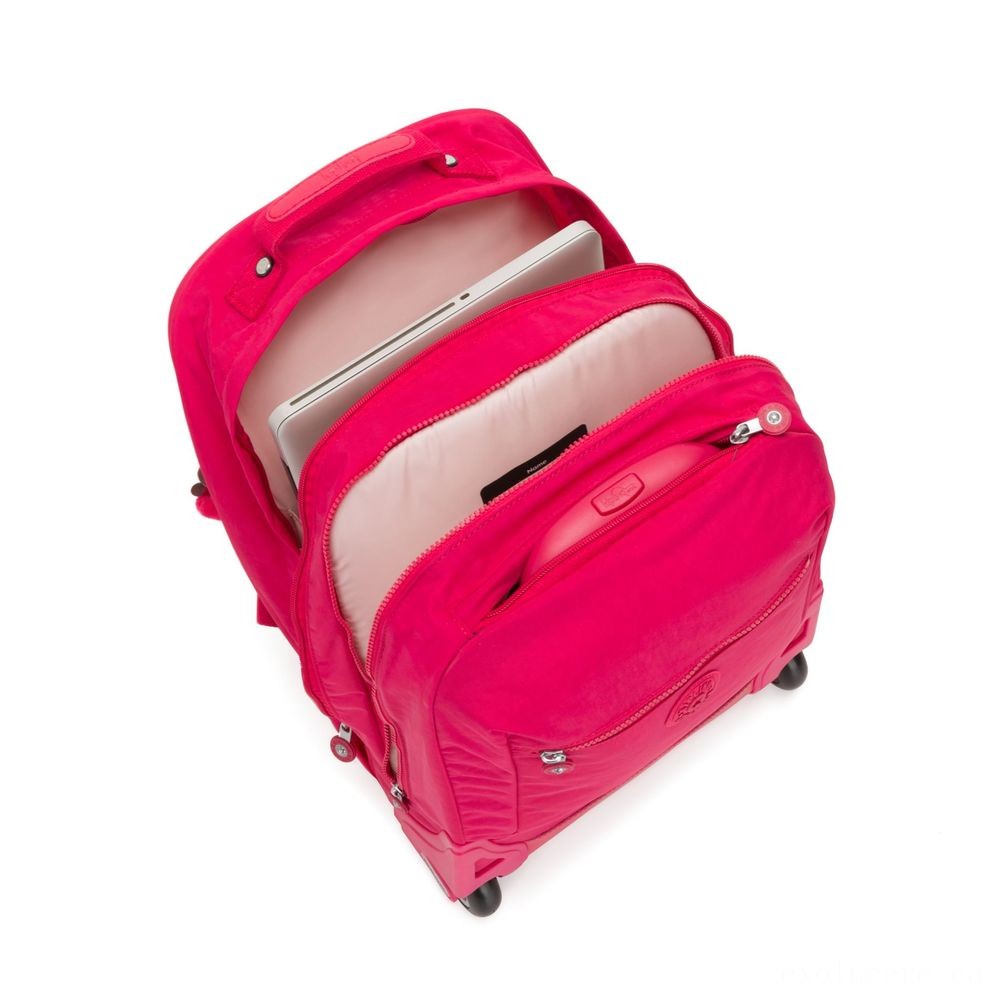 Kipling SOOBIN lighting Large wheeled backpack with laptop computer protection Real Pink.