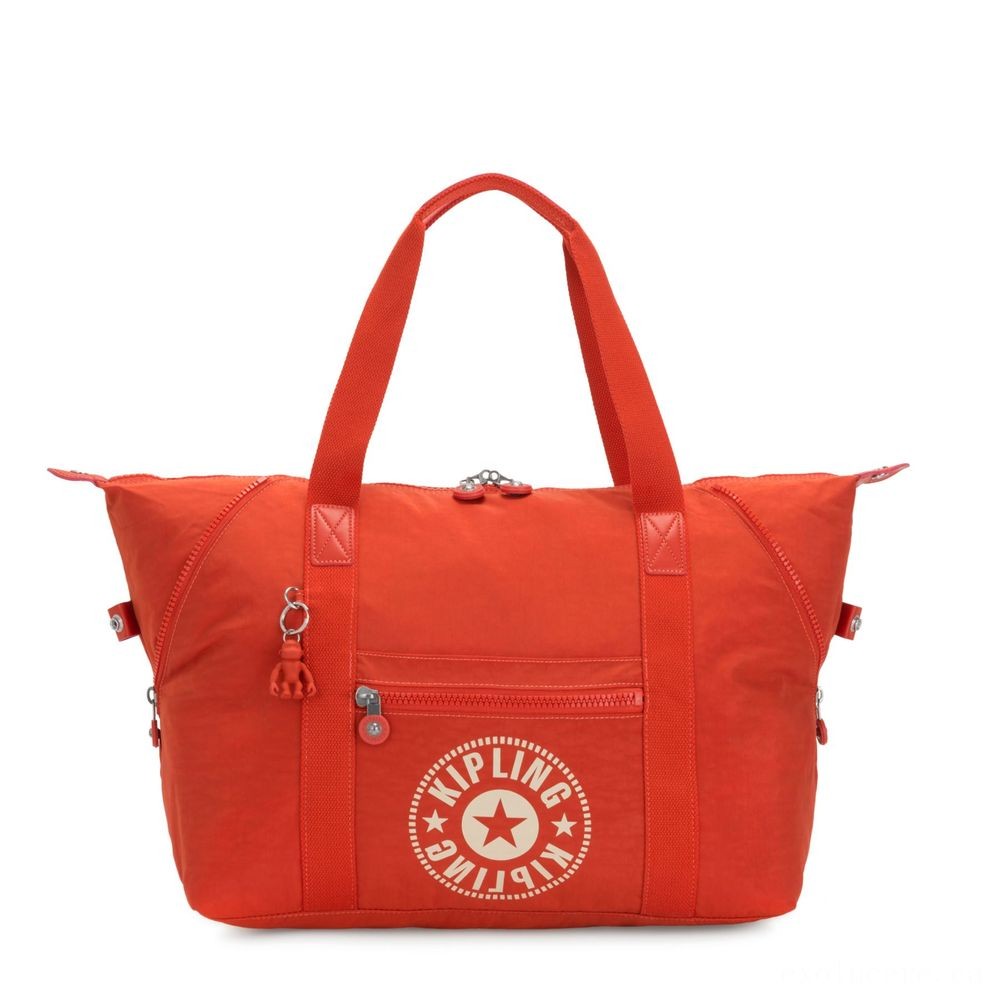 Kipling Craft M Art Lug Bag with 2 Front End Wallets Funky Orange Nc.