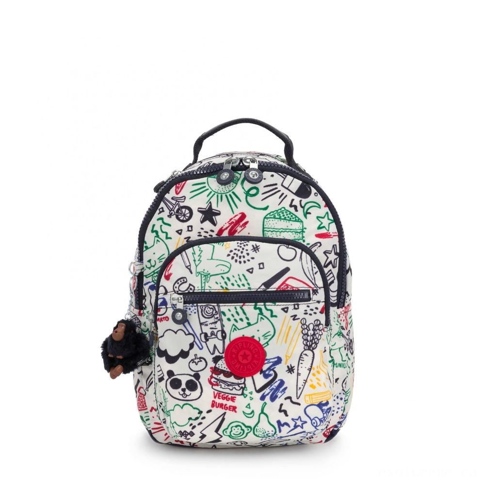 Kipling SEOUL GO S Small Backpack Doodle Play Bl.
