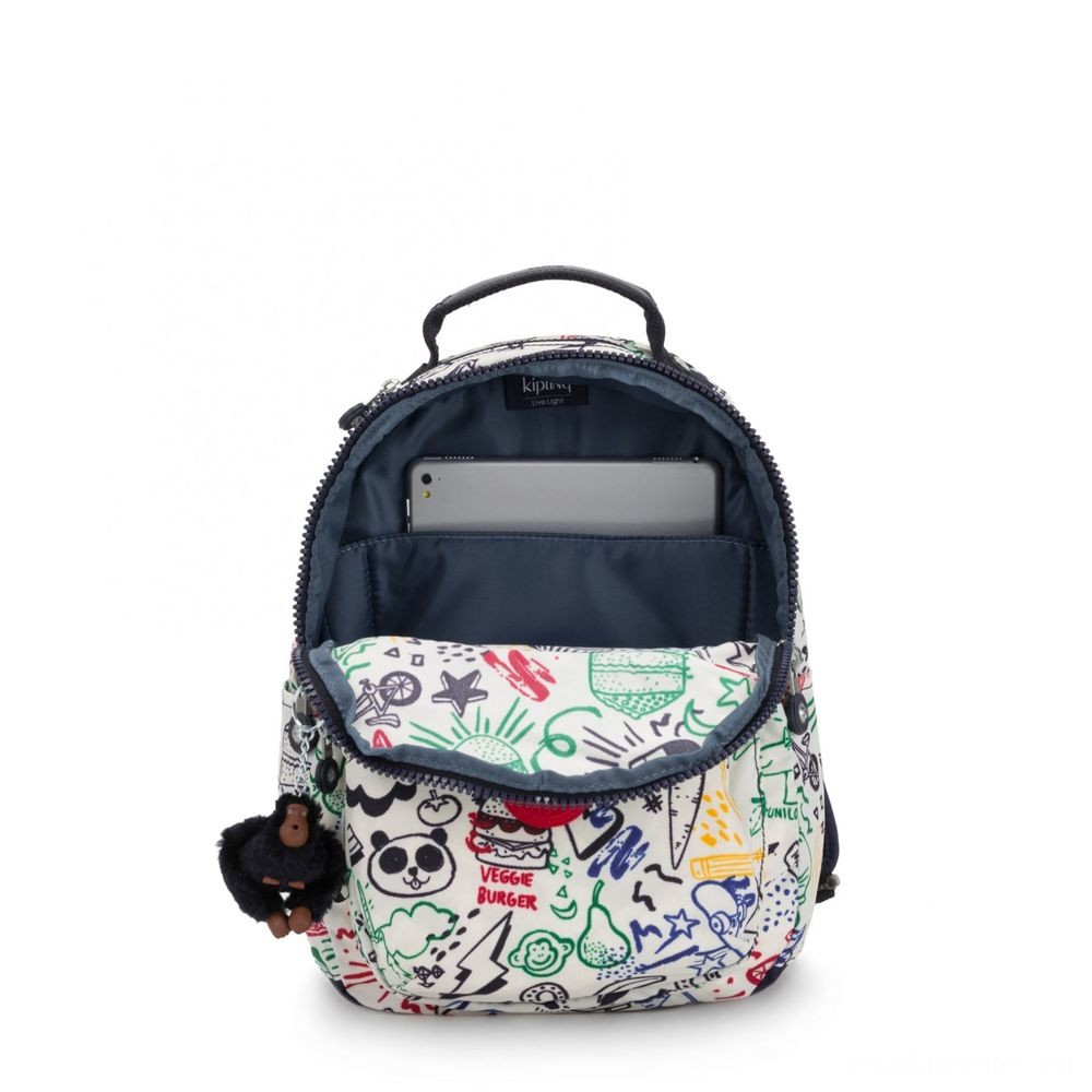 Kipling SEOUL GO S Small Backpack Doodle Play Bl.