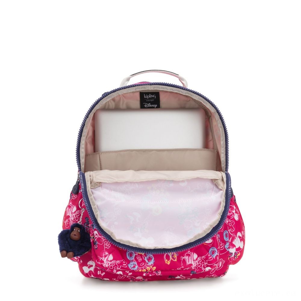 Kipling D SEOUL GO Large Backpack with Laptop pc security Doodle Pink.