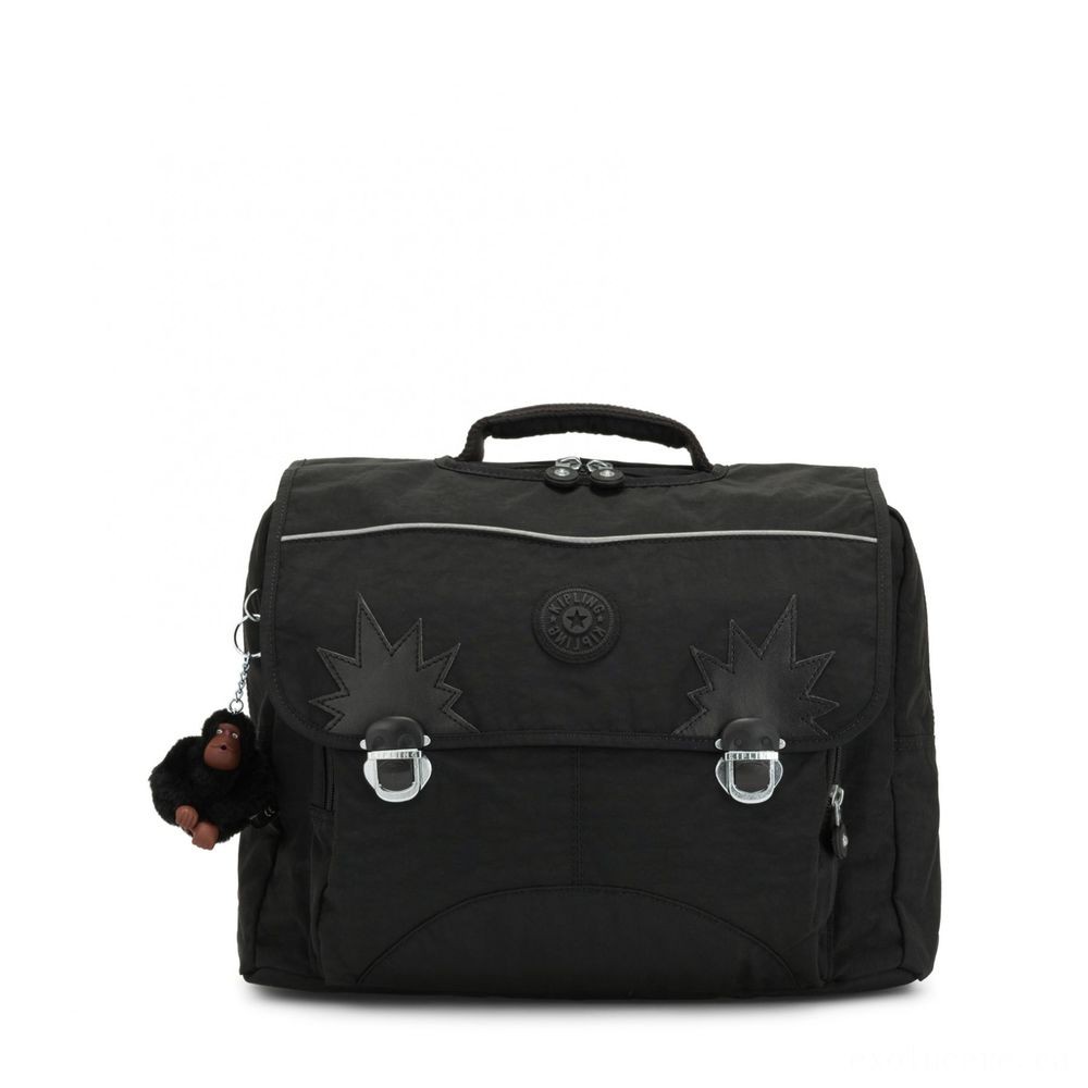 Kipling INIKO Channel Schoolbag with Padded Shoulder Straps True Black.