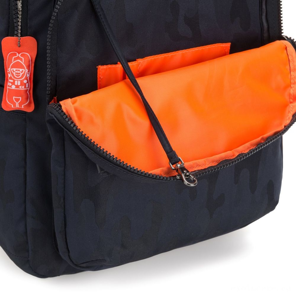 Kipling SEOUL Huge backpack along with Laptop Defense Blue Camo.
