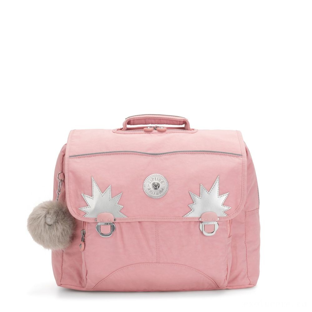 Gift Guide Sale - Kipling INIKO Channel Schoolbag along with Padded Shoulder Straps Bridal Rose. - End-of-Year Extravaganza:£48[bebag6330nn]