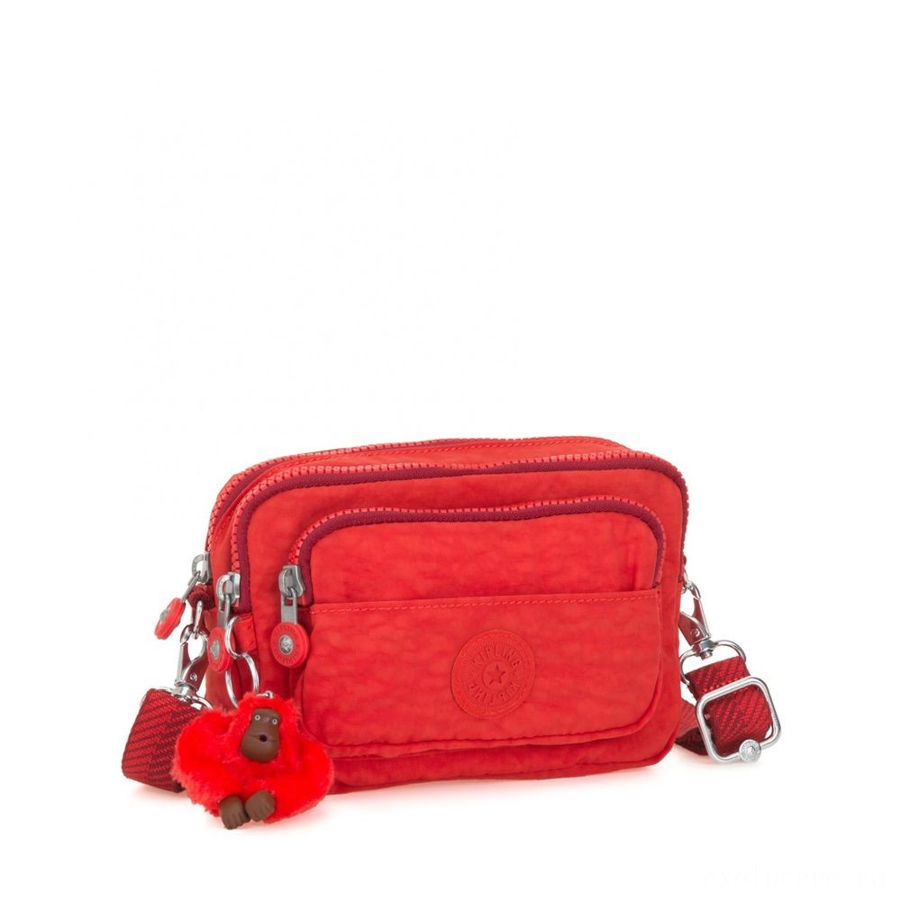 Kipling MULTIPLE Midsection Bag Convertible to Shoulder Bag Active Red.