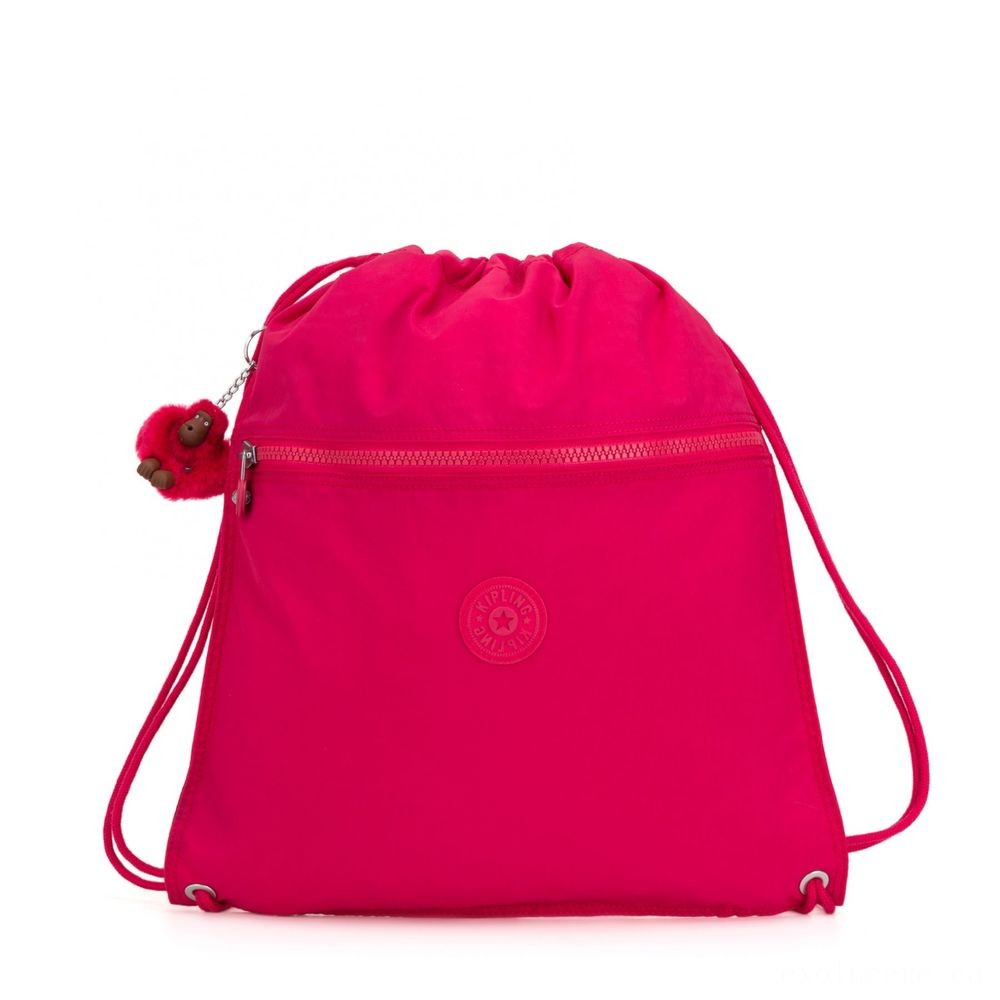 Kipling SUPERTABOO Channel Drawstring Bag True Pink.
