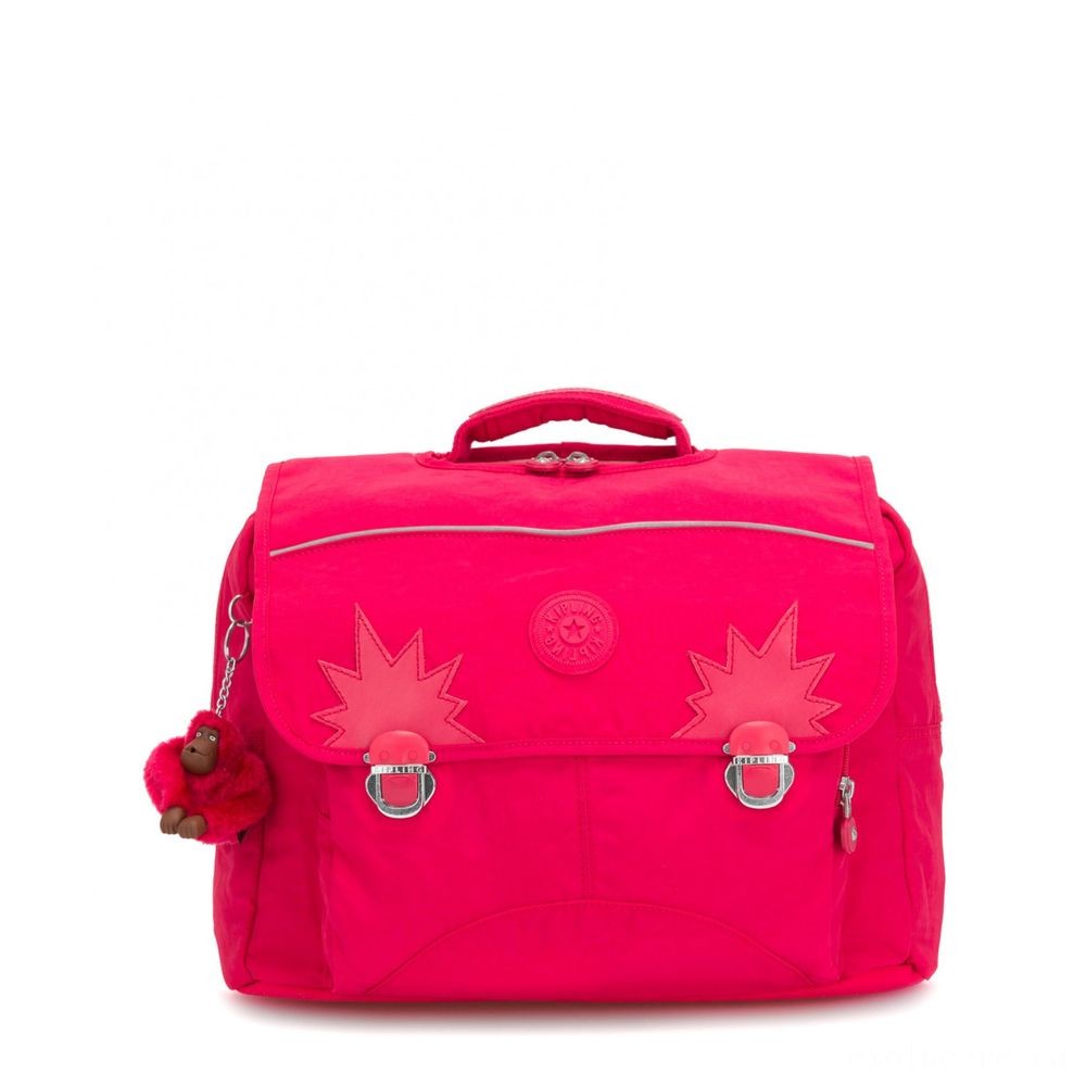 Kipling INIKO Medium Schoolbag along with Padded Shoulder Straps Real Pink.