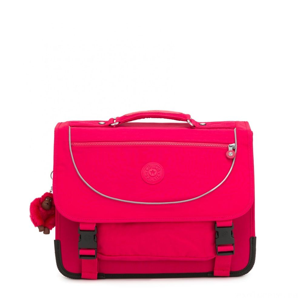 Kipling PREPPY Channel Schoolbag Consisting Of Fluro Rainfall Cover Accurate Pink.