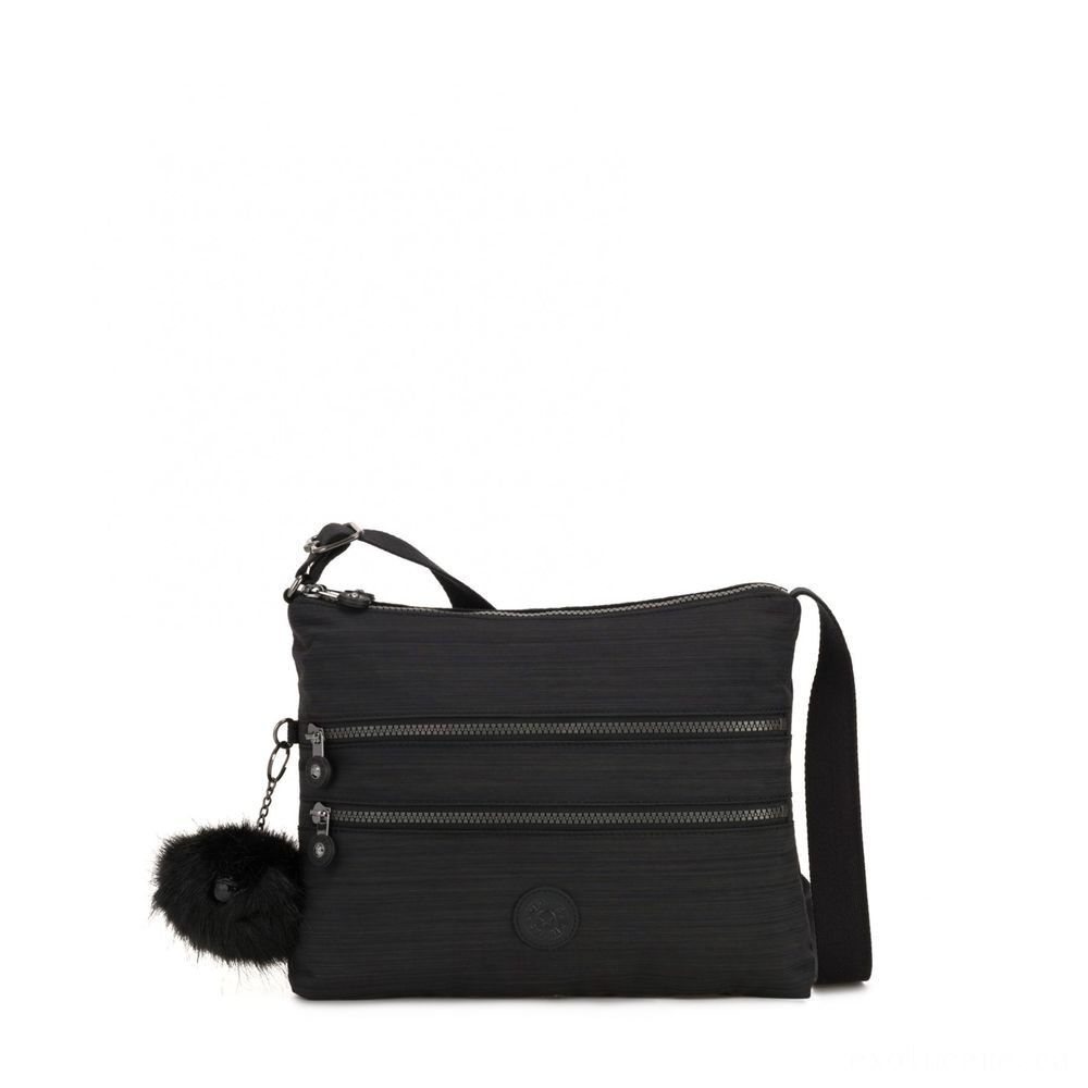All Sales Final - Kipling ALVAR Medium Shoulder Bag Across Physical Body Accurate Dazz Black - Half-Price Hootenanny:£36