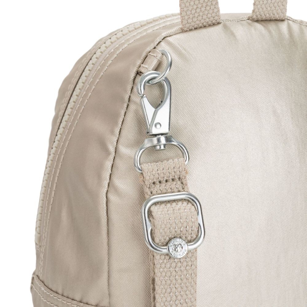 Click and Collect Sale -  Kipling GLAYLA Additional small 3-in-1 Backpack/Crossbody/Handbag Cloud Metal Gifting  - Clearance Carnival:£37