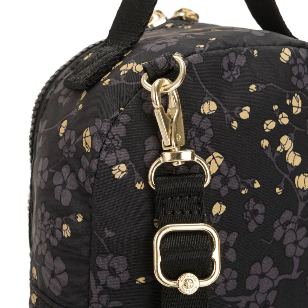 Kipling ALBER 3-In-1 Convertible Mini Backpack Crossbody Bumbag Grey Gold Floral.
