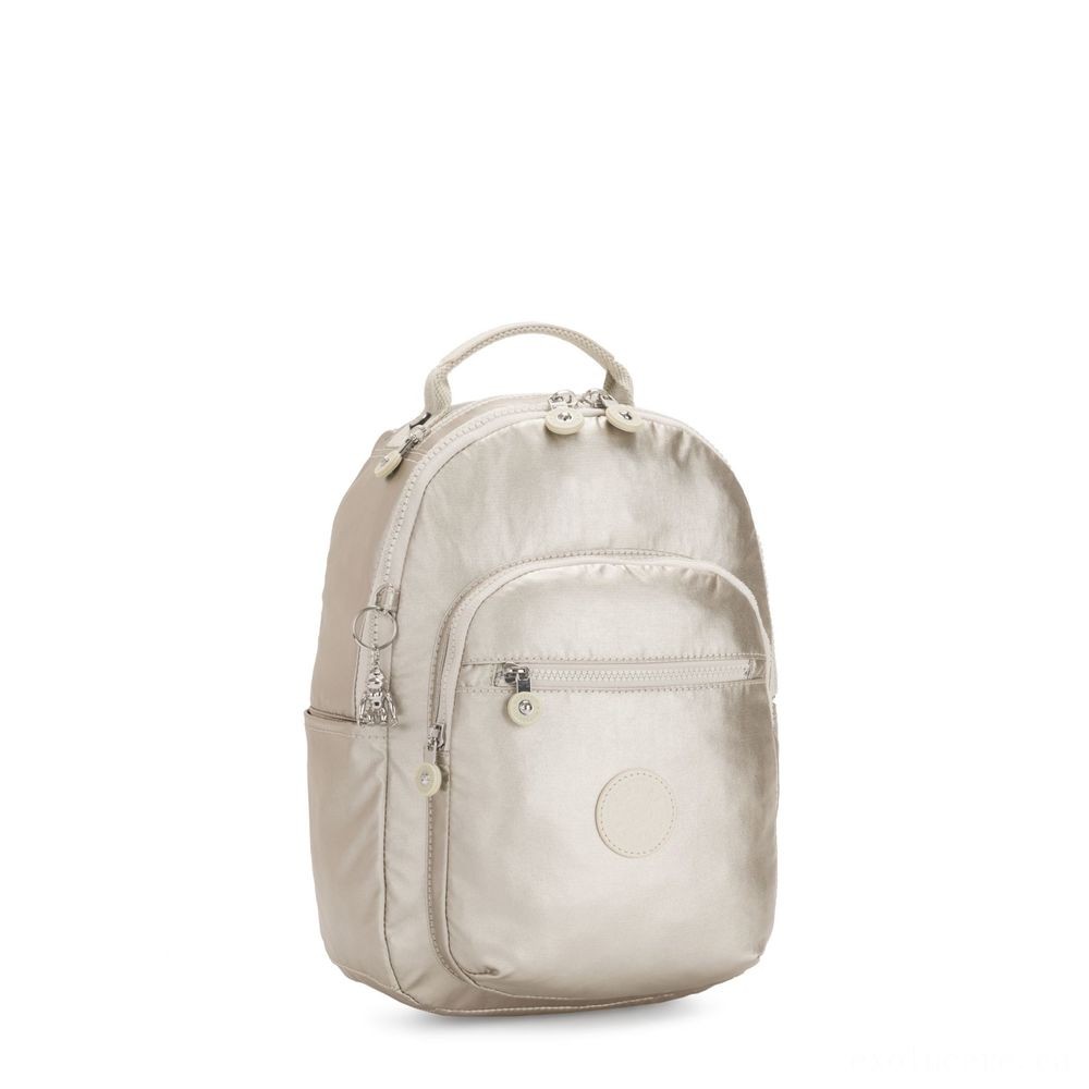 Distress Sale -  Kipling SEOUL S Little Backpack along with Tablet Chamber Cloud Metallic<br>. - Value:£45[libag6460nk]