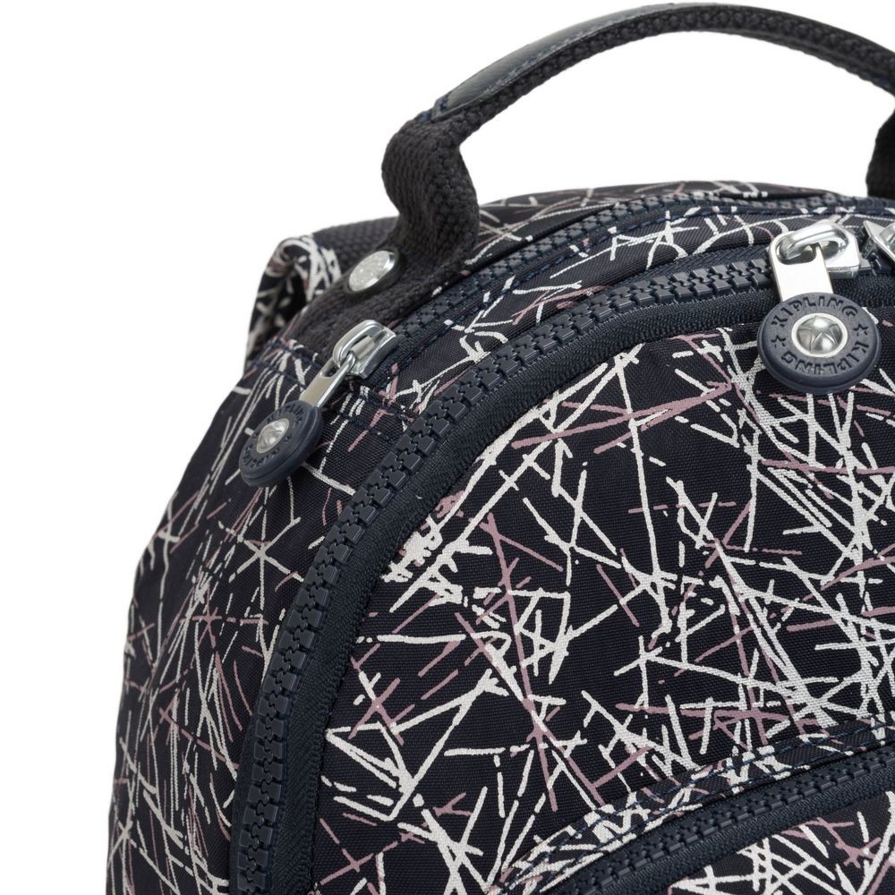 Kipling SEOUL S Tiny Backpack along with Tablet Compartment Navy Stick Imprint.