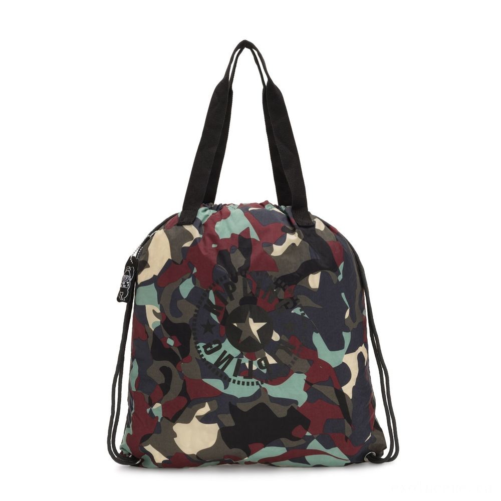 Kipling HIPHURRAY PACKABLE Channel Collapsible Tote Camouflage Huge Lighting.