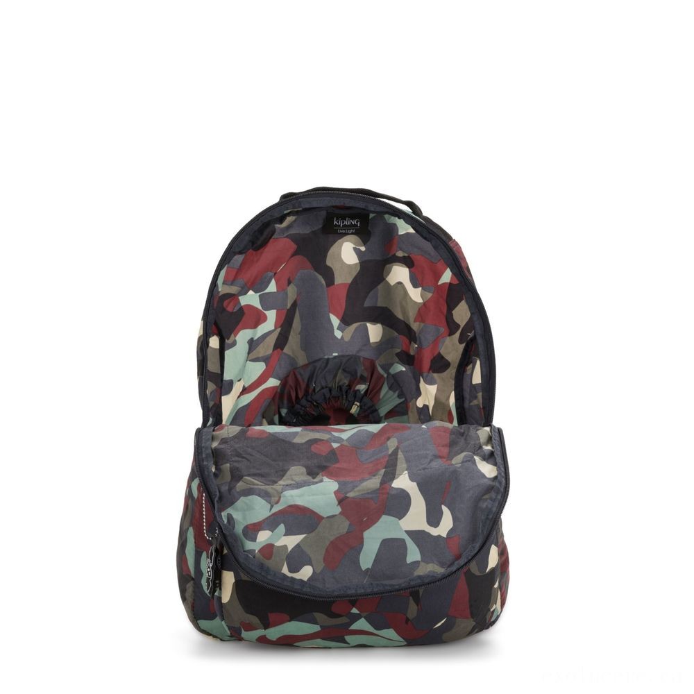 Kipling SEOUL PACKABLE Sizable Foldable Backpack Camouflage Large Light.