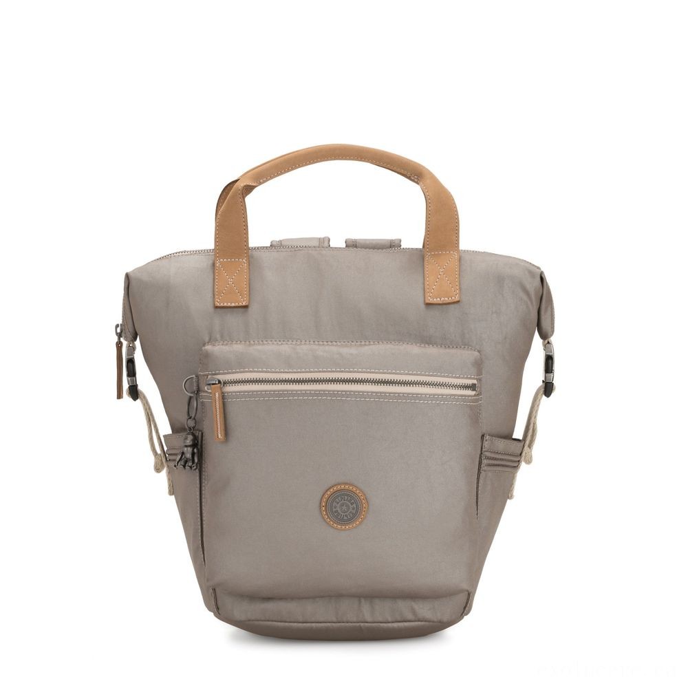 Kipling TSUKI S Little Backpack along with semi detachable straps Fungi Metal.