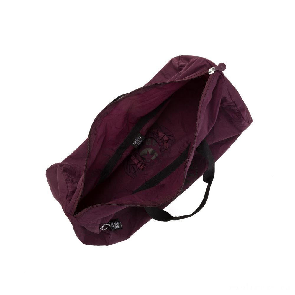 Kipling ONALO PACKABLE Medium Foldable Weekend Break Bag Plum Lighting.