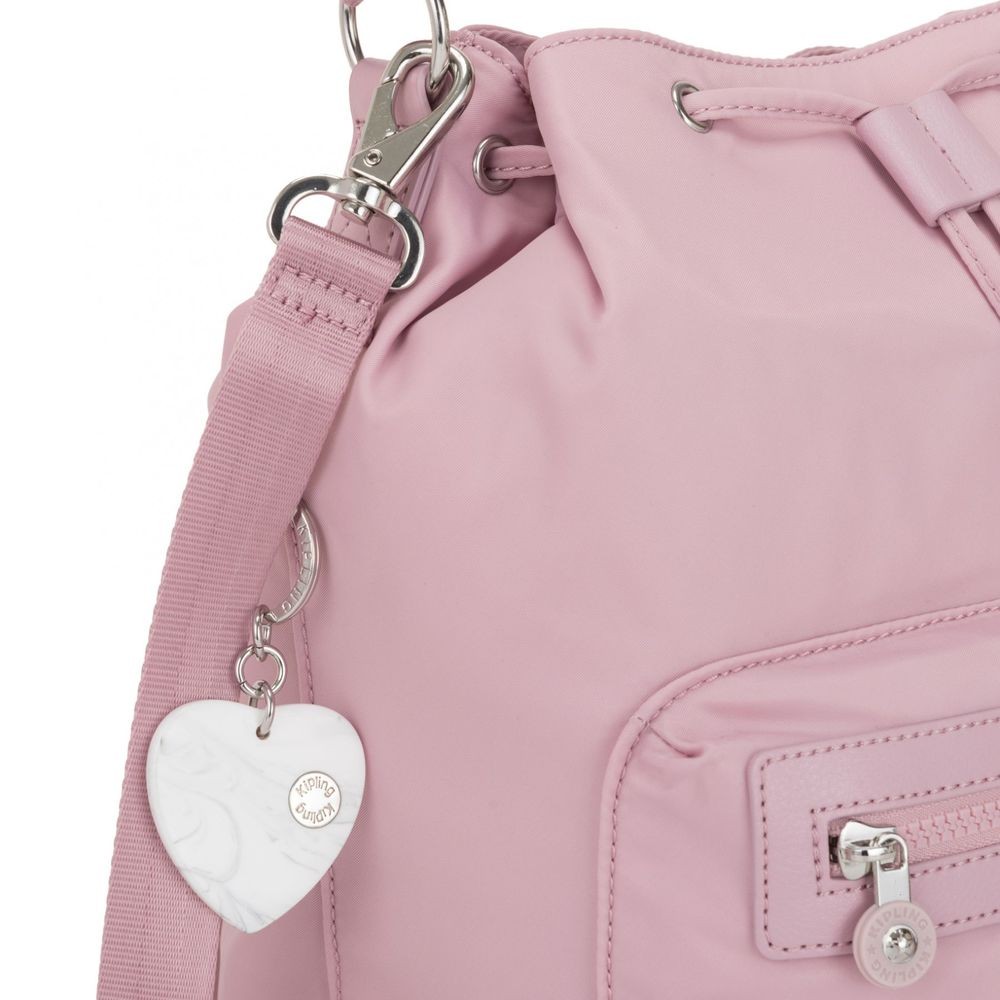 Kipling VIOLET Medium Backpack exchangeable to shoulderbag Faded Pink.