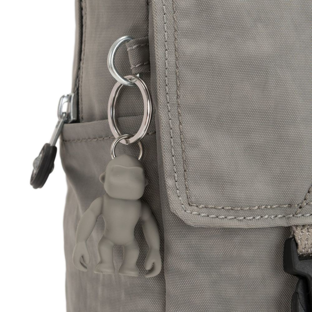 Kipling LEONIE S Tiny Drawstring Backpack with Press Buckle Rapid Grey.