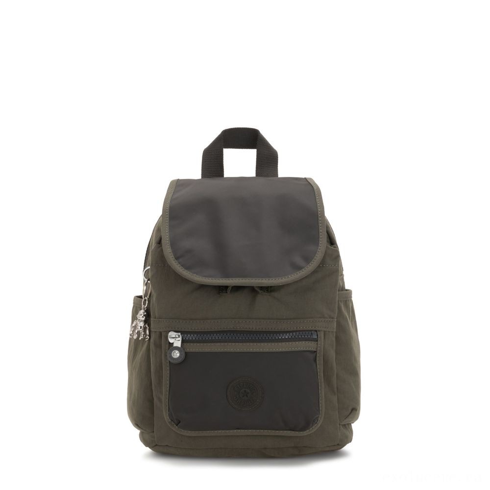 Kipling WAKITA Small Backpack along with Face Wallet Cold Black Olive.