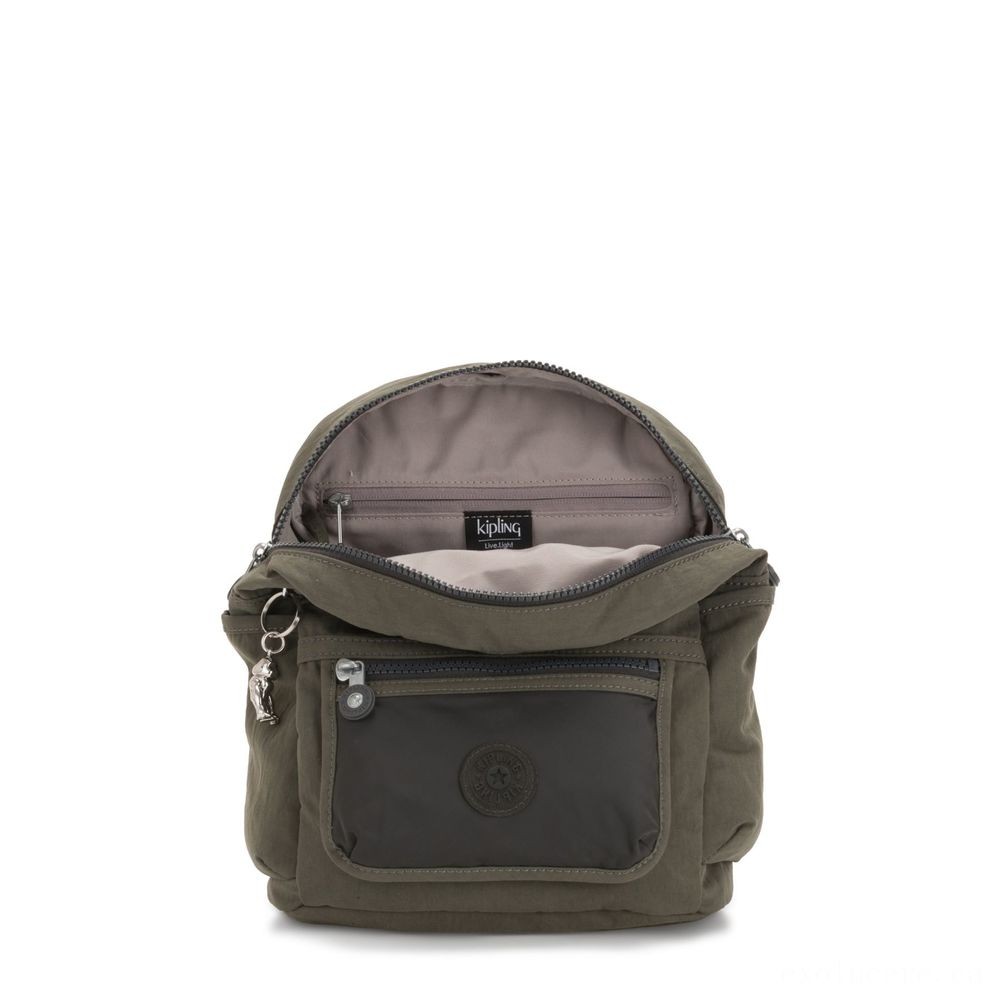 Kipling WAKITA Small Backpack with Front Wallet Cold Weather Black Olive.
