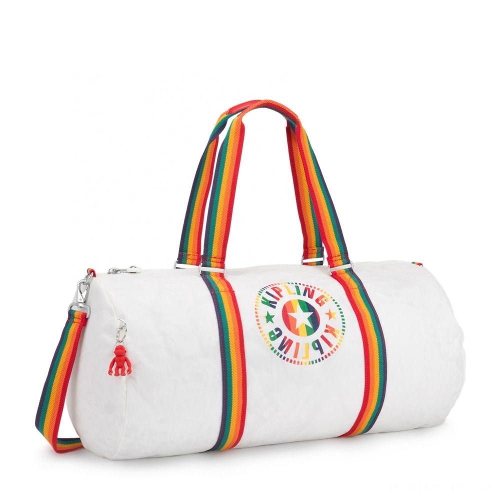 Kipling ONALO L Big Duffle Bag along with Zipped Inside Wallet Rainbow White.