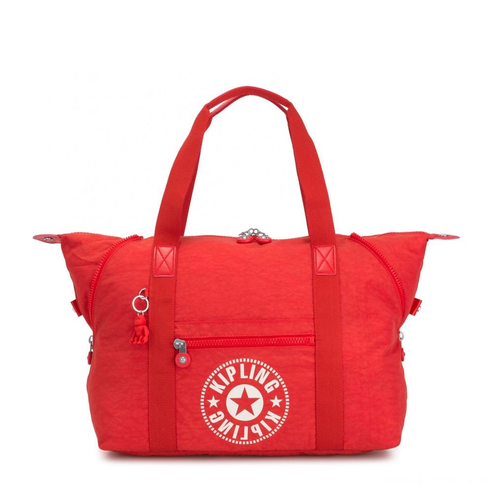 Kipling Fine Art M Medium Shoulder Bag with 2 Front End Pockets Active Red NC
