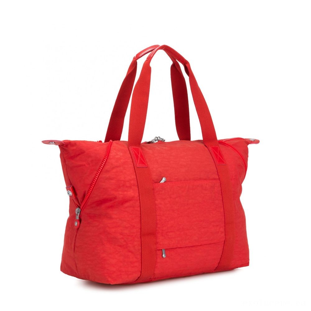 Kipling Fine Art M Medium Shopping Bag along with 2 Front Pockets Active Reddish NC