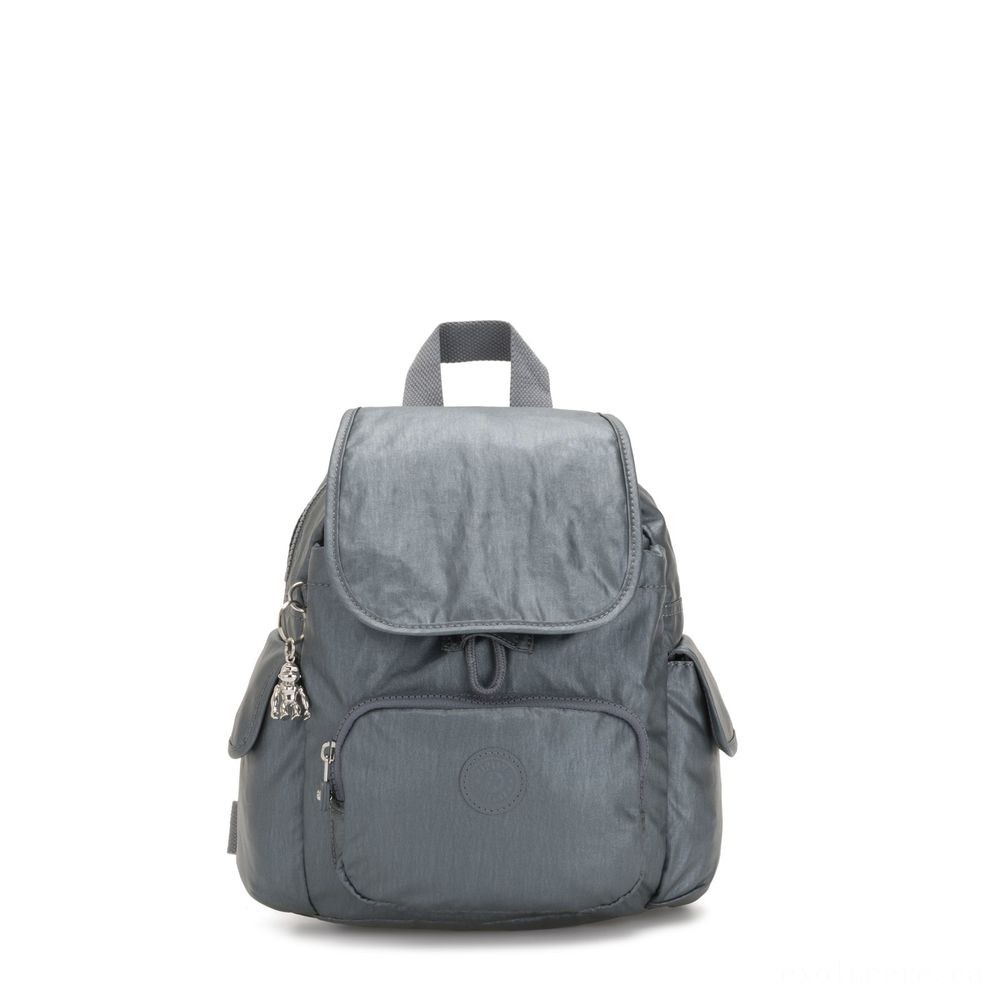 Price Reduction - Kipling Area PACK MINI City Stuff Mini Backpack Steel Grey Metallic. - Two-for-One Tuesday:£32