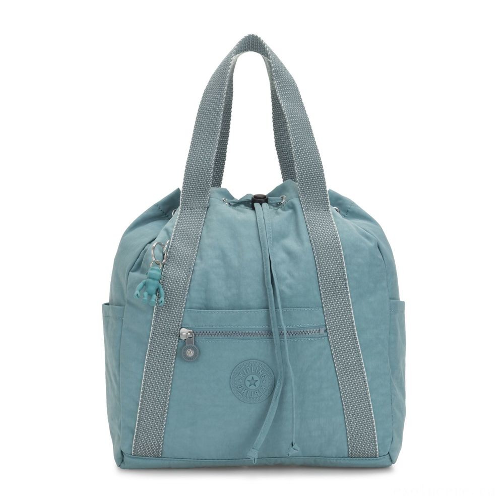 Veterans Day Sale - Kipling Fine Art BAG S Small Drawstring Backpack Aqua Frost. - Get-Together:£22