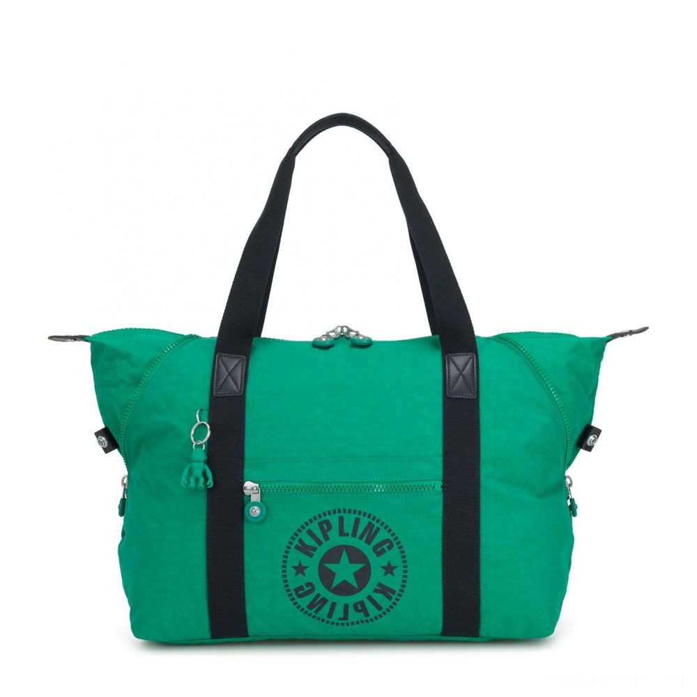 Kipling Fine Art M Medium Shoulder Bag with 2 Front End Pockets Lively Green