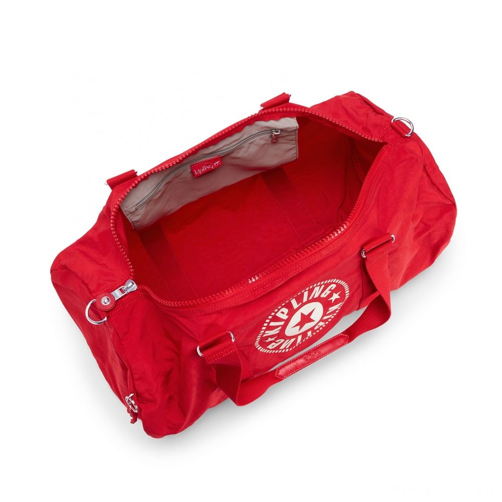 Kipling ONALO L Sizable Duffle Bag with Zipped Within Pocket Lively Reddish.