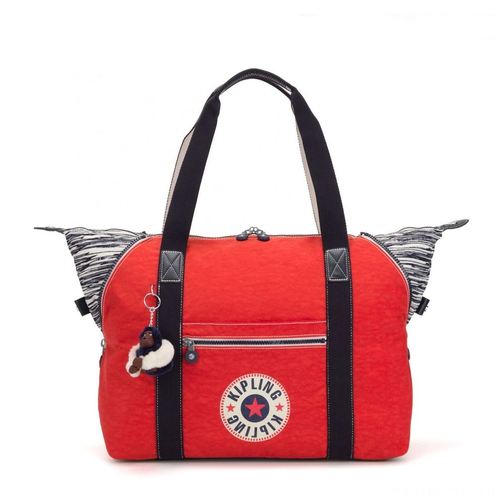 Black Friday Weekend Sale - Kipling Fine Art M Traveling Tote With Cart Sleeve Active Red Bl - Mid-Season:£23