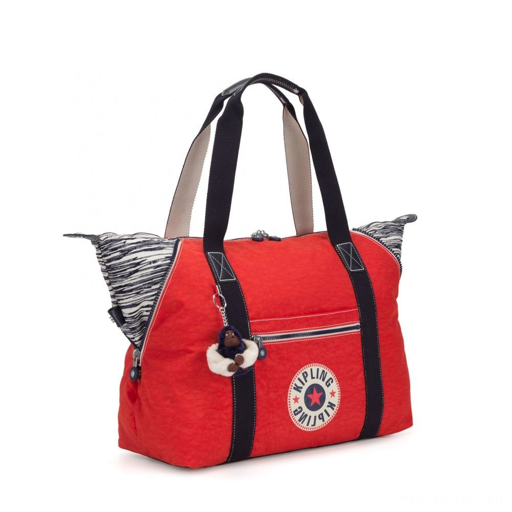 Kipling ART M Travel Tote Along With Cart Sleeve Active Red Bl